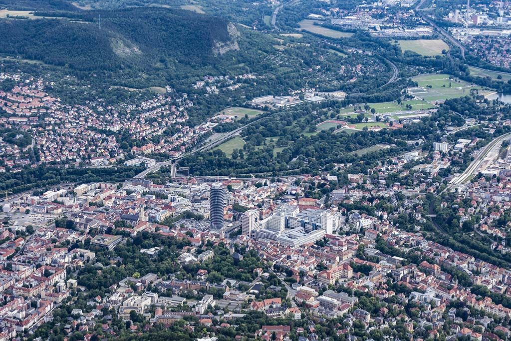 Fotoleinwand Jena-City aus der Vogelperspektive