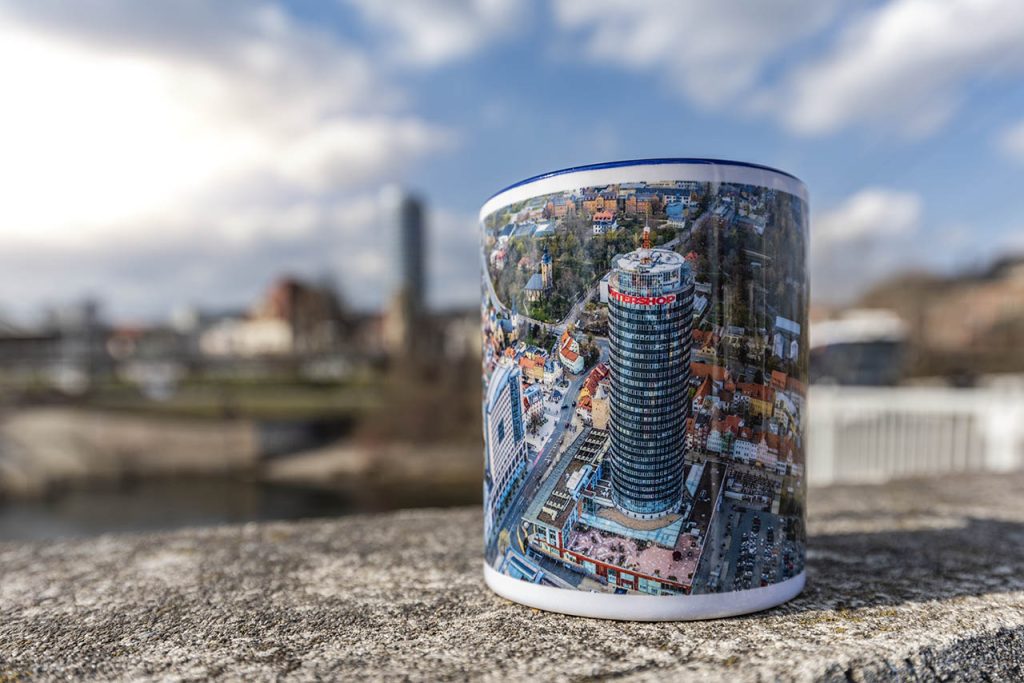 City Tasse Jenastyle Kaffeegenuss aus der Vogelperspektive