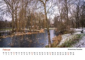 Jena Foto-Kalender "Jenaer Fotomomente 2023", Februar – Winterlicher Blick im Jenaer Paradies