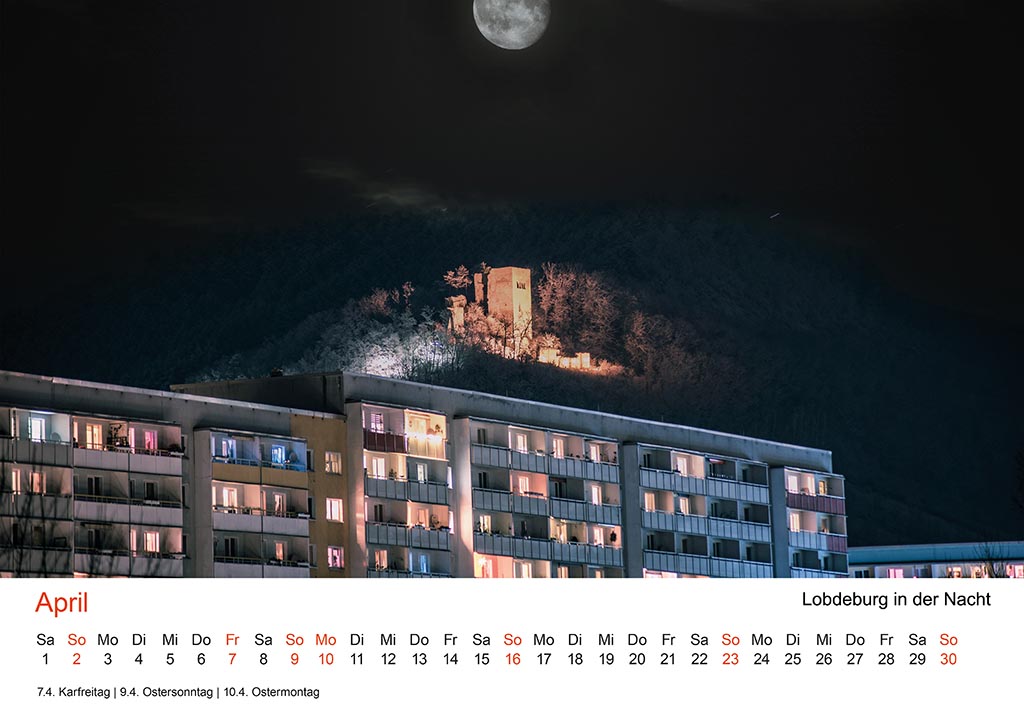April – Lobdeburg bei Nacht betrachtet