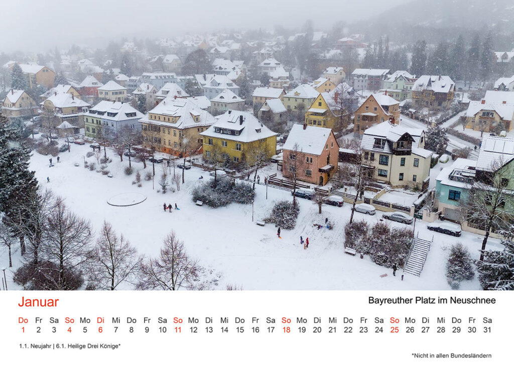 Januar – Bayreuther Platz im Neuschnee