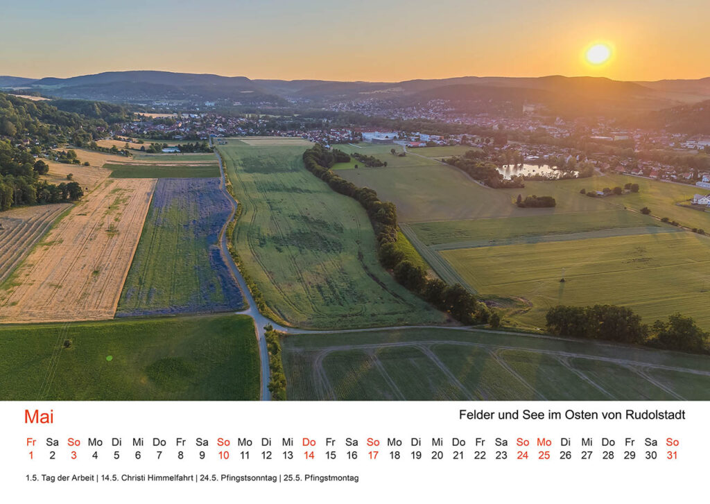 Mai – Felder und See im Osten von Rudolstadt